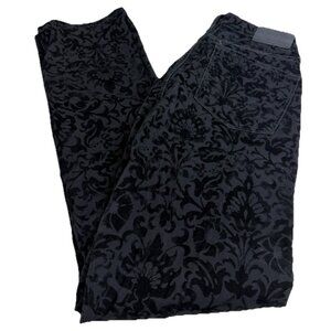 Lauren Ralph Lauren Sz 8 (Actual 30x30) Velvet Floral Pants Straight Stretch EUC